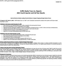 Icon of Griffin Realty Trust, Inc  Reports Its 2021 4th Quarter Results