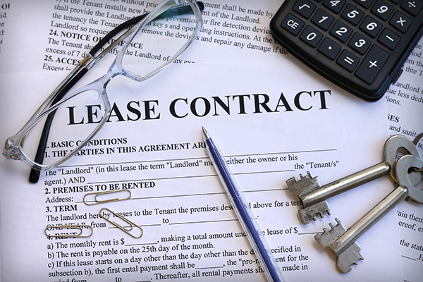 Lease contract, close-up